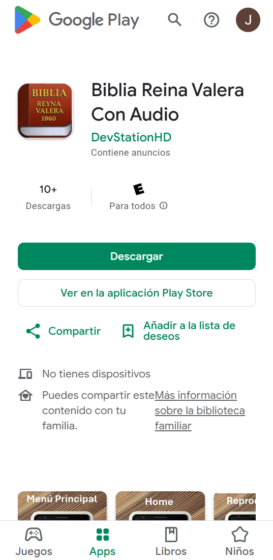 App Biblia Reina Valera en un smartphone